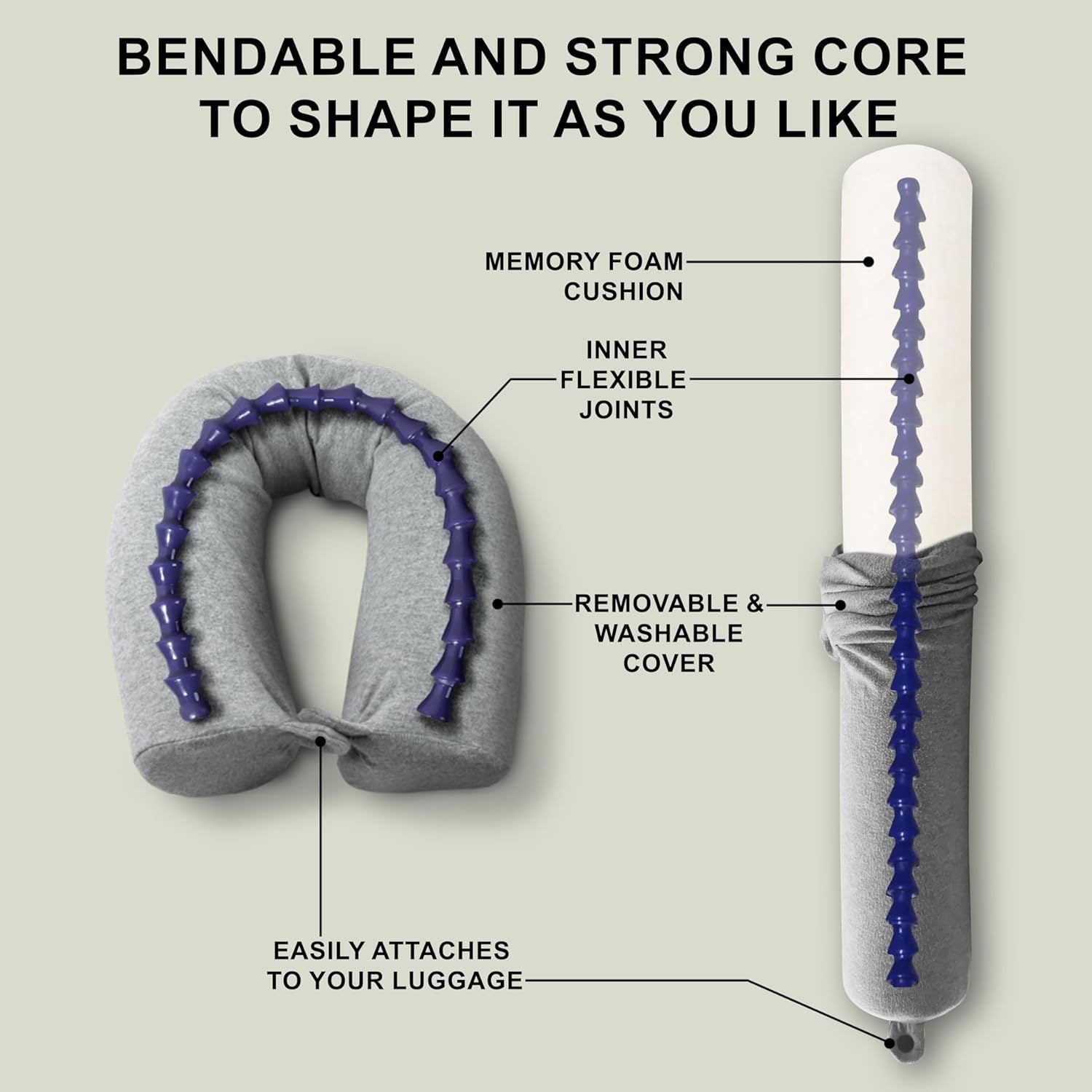 Adjustable Multi-Position Memory Foam Travel Pillow