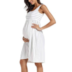 Striped Sleeveless Maternity Dress