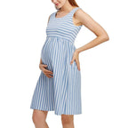 Striped Sleeveless Maternity Dress