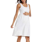 Striped Sleeveless Maternity Dress