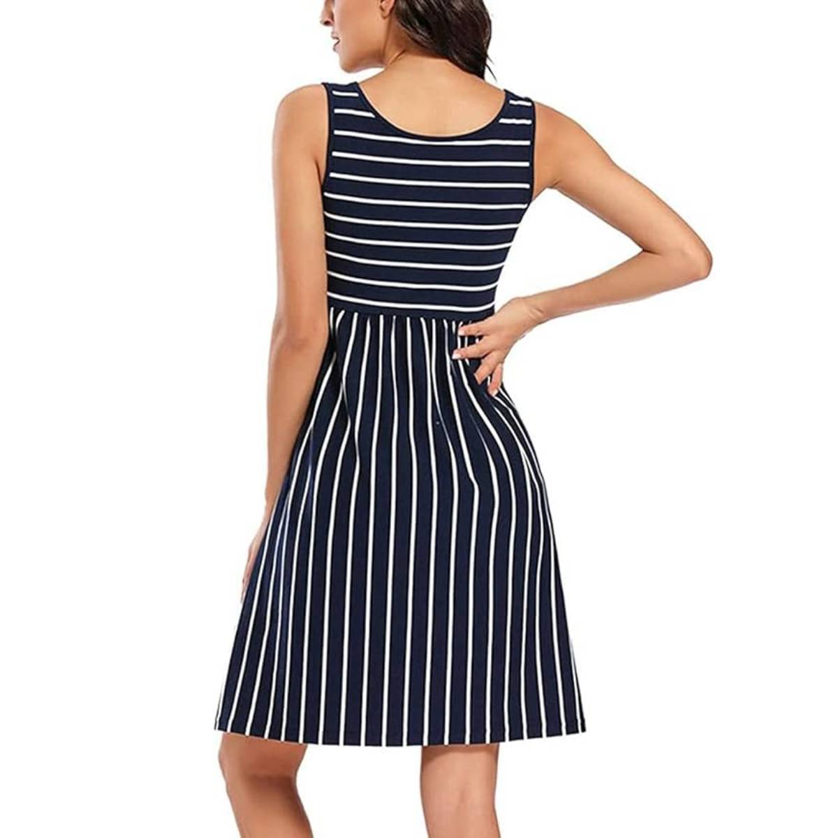 Striped Sleeveless Maternity Dress
