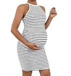 Striped Sleeveless Maternity Dress