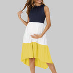 Sleeveless Color Block Maternity Dress