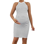 Striped Sleeveless Maternity Dress