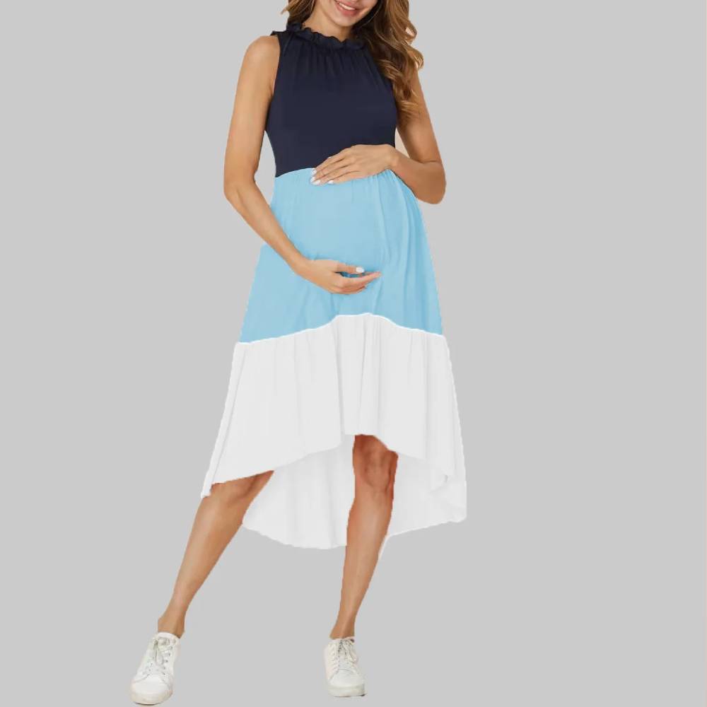 Sleeveless Color Block Maternity Dress